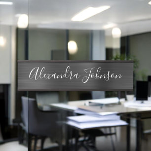 Letrero Para Puerta Relieve metalizado Metálico Negro Moderno y Elegan