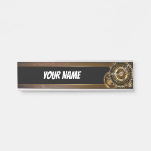 Letrero Para Puerta Reloj de vapor con engranajes antiguos