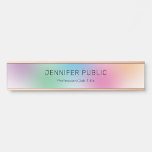 Letrero Para Puerta Rosa de oro de plantilla sencilla de arcoiris colo