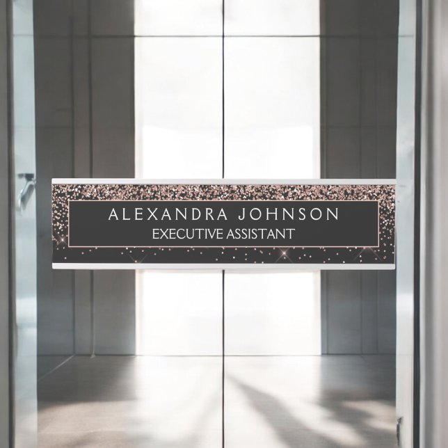 Letrero Para Puerta Rosa Gold Rubor Pink Black Purpurina Professional (Subido por el creador)