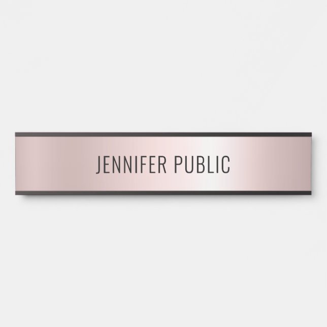 Letrero Para Puerta Rose Gold Modern Simple Template Home Long (Anverso)