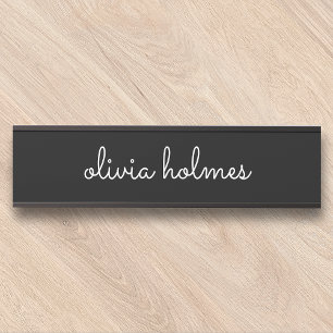 Letrero Para Puerta Rótulo de Nameplate con nombre de guión negro mode