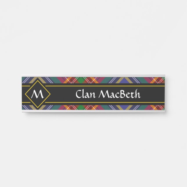 Letrero Para Puerta Rótulo de puerta Clan MacBeth Tartan (Anverso)