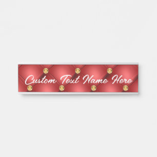 Letrero Para Puerta Rótulo de puerta con nombre rojo y dorado personal