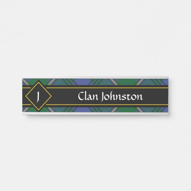 Letrero Para Puerta Rótulo de puertas de Clan Johnston Tartan (Anverso)