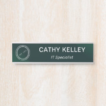 Rótulo de puertas de Office con logotipo y nombre 