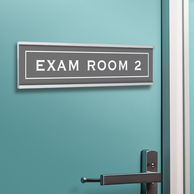 Letrero Para Puerta Sala verde azulada de examen blanco para oficina d (Exam Room Door Sign - Customize your text and colors)