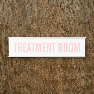 Letrero Para Puerta Salón Femenino De Belleza Blanca Y Rosa De Rubor