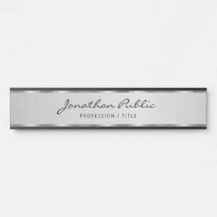 Letrero Para Puerta Script Profesional De Tipografía En Negro Y Plata