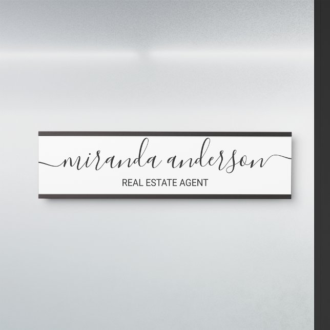 Letrero Para Puerta Script profesional moderno negro y blanco (Subido por el creador)