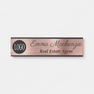Letrero Para Puerta Señales con logotipo personalizado en oro rosa par