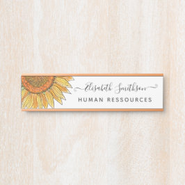 Letrero Para Puerta Sencilla acuarela Sunflower Profesional Floral