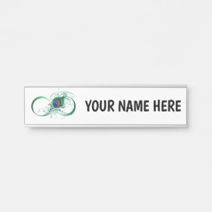 Letrero Para Puerta Símbolo infinito con pluma de pavo real