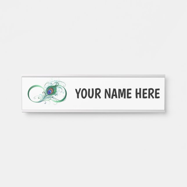 Letrero Para Puerta Símbolo infinito con pluma de pavo real (Anverso)