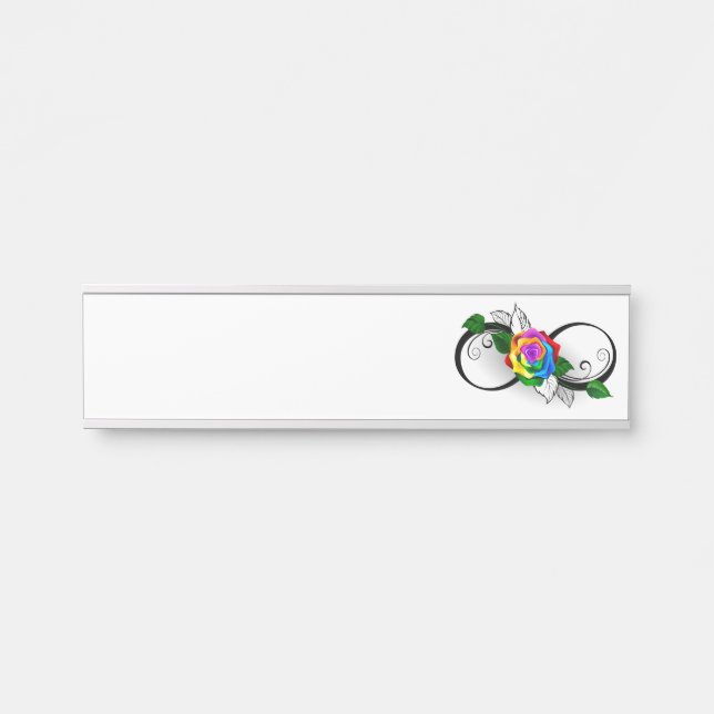 Letrero Para Puerta Símbolo infinito con Rosa arcoiris (Anverso)