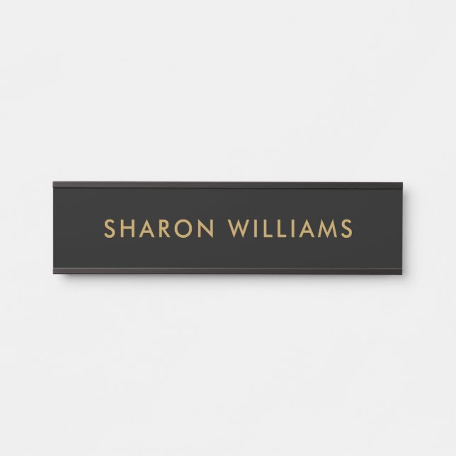 Letrero Para Puerta Simple Professional Black and Gold Employee Name (Anverso)