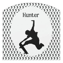 Letrero Para Puerta Skateboarder Skateboarding Skateboard Silhouette