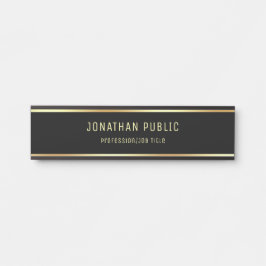 Letrero Para Puerta Sofisticado moderno con clase del negro y del oro