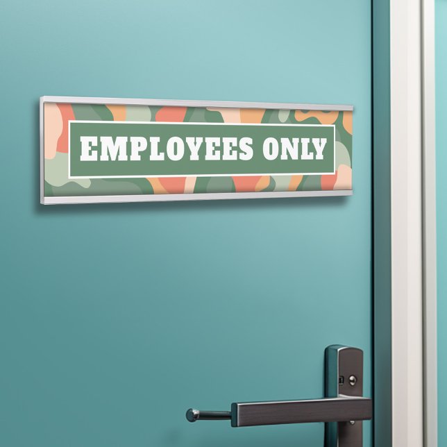 Letrero Para Puerta Sólo empleados - abstracto moderno (Employees Only Door Sign - Customize your text and colors)