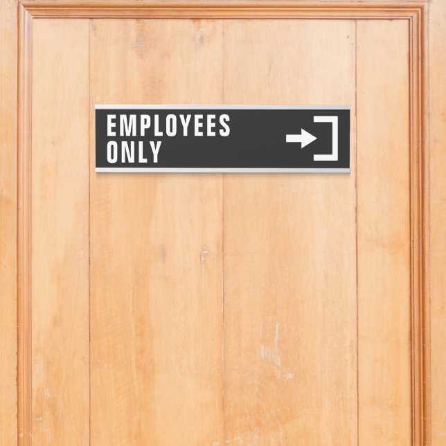 Letrero Para Puerta Sólo Empleados Oficina Empresarial Negro (Employees Only Business Office Black Door Sign)