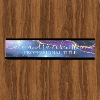 Letrero Para Puerta Stardust Blue Purple Marble Agate Office Door Sign