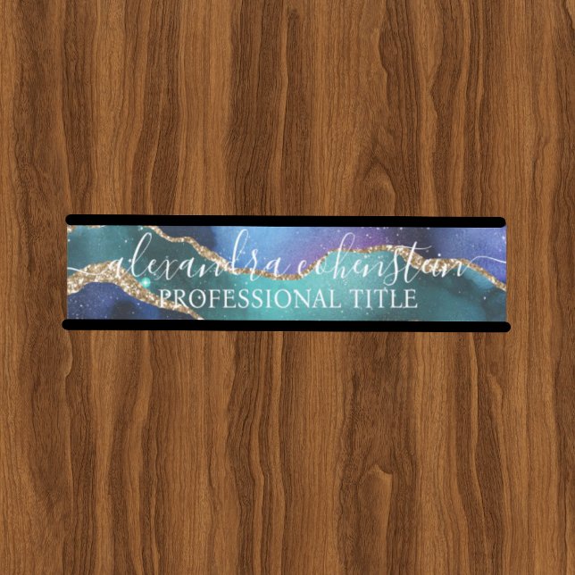 Letrero Para Puerta Stardust Blue Purple Marble Agate Office Door Sign (Subido por el creador)