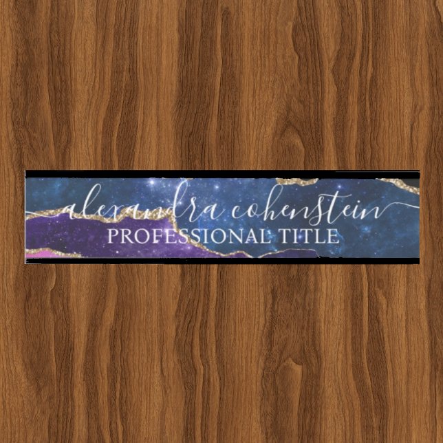 Letrero Para Puerta Stardust Blue Purple Marble Agate Office Door Sign (Subido por el creador)