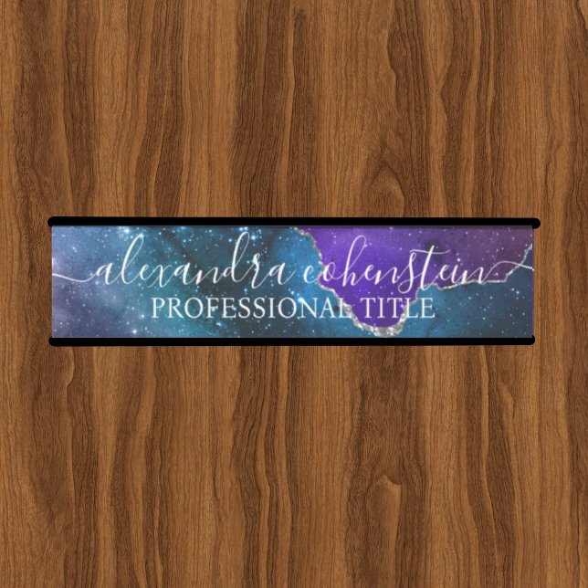 Letrero Para Puerta Stardust Blue Purple Marble Agate Office Door Sign (Subido por el creador)