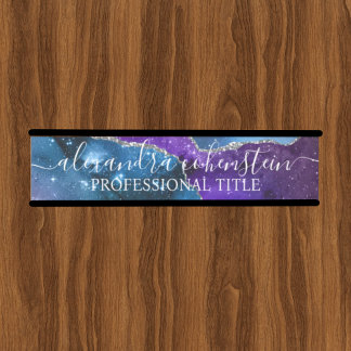 Letrero Para Puerta Stardust Blue Purple Marble Agate Office Door Sign