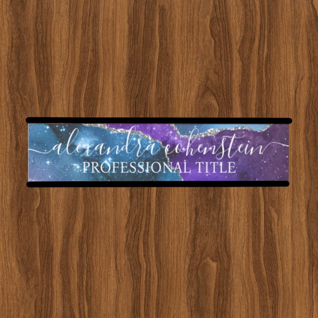 Letrero Para Puerta Stardust Blue Purple Marble Agate Office Door Sign (Subido por el creador)