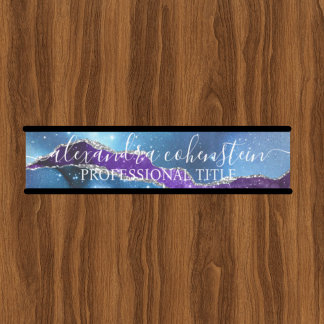 Letrero Para Puerta Stardust Blue Purple Marble Agate Office Door Sign
