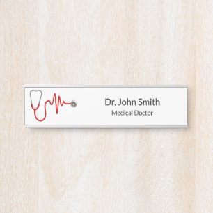 Letrero Para Puerta Stethoscope EKG latido de latido ECG línea de onda