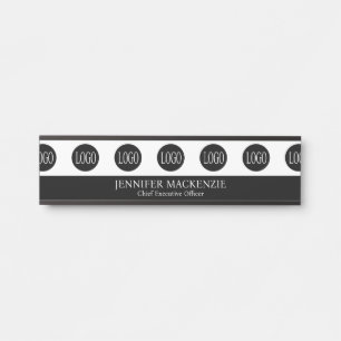 Letrero Para Puerta Su logotipo negro y blanco elegante oficina