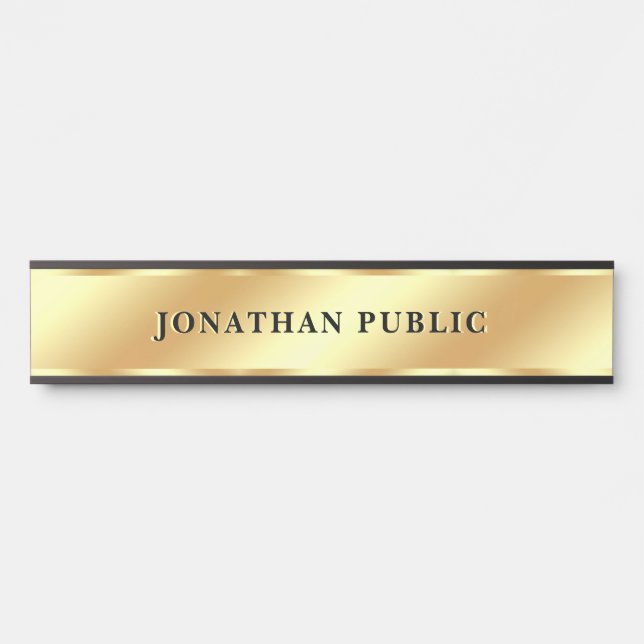 Letrero Para Puerta Su Personalizado Texto Faux Gold Template Elegant  (Anverso)