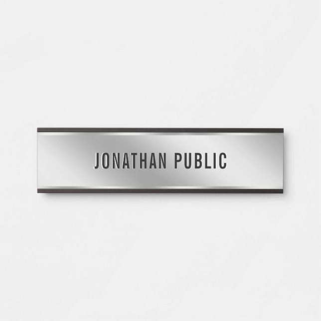 Letrero Para Puerta Su Texto Personalizado Elegante Moderno Simple Pla (Anverso)