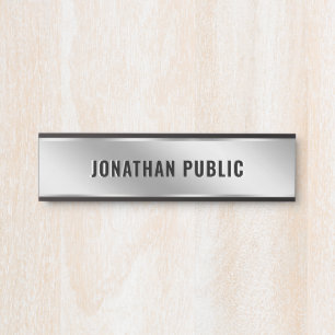 Letrero Para Puerta Texto personalizado elegante moderno simple plata 