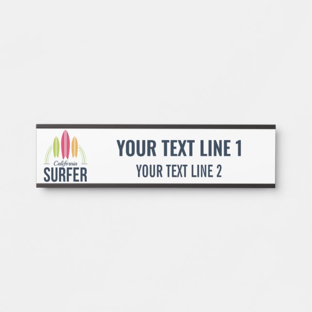Letrero Para Puerta Texto y ubicación del personalizado Surfer (Anverso)