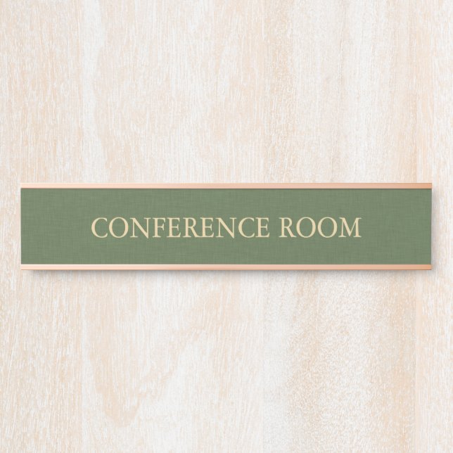 Letrero Para Puerta Textura de lino verde bosque imitación (Anverso)