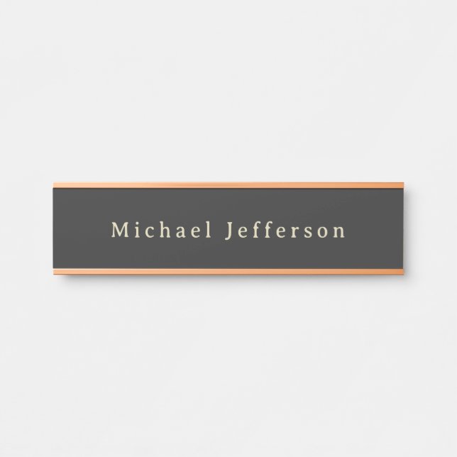 Letrero Para Puerta Trendy Matte Black Minimalist Own Name  (Anverso)
