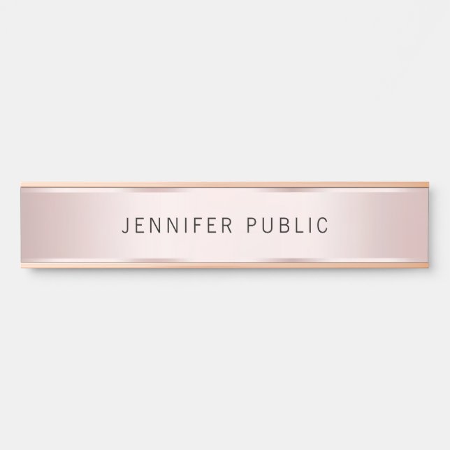 Letrero Para Puerta Trendy Rose Gold Modern Elegant Name Home House (Anverso)