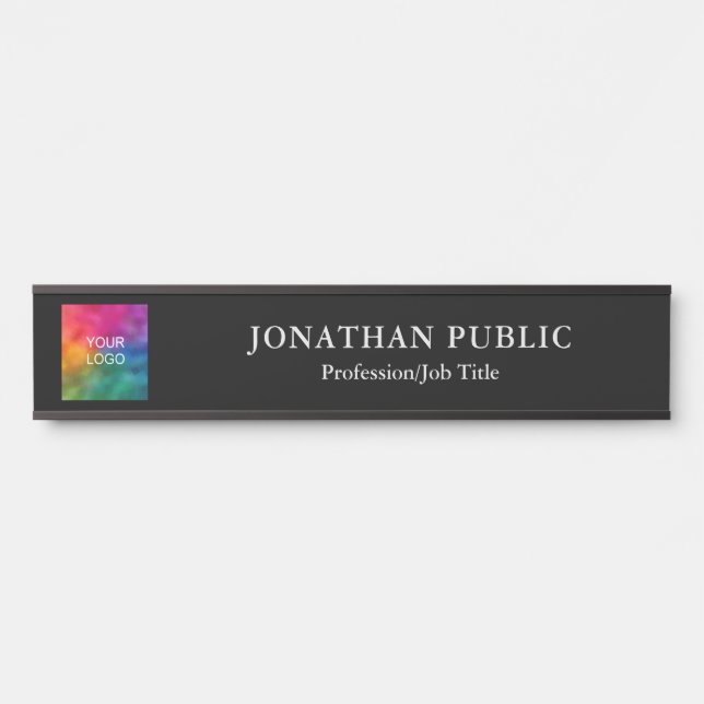Letrero Para Puerta Upload Your Business Logo Custom Name Chic Black (Anverso)