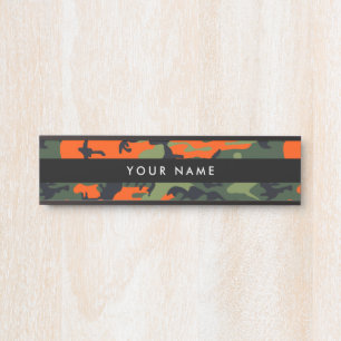 Letrero Para Puerta Verde y Camuflaje Naranja, Camuflaje, Militar, Ejé