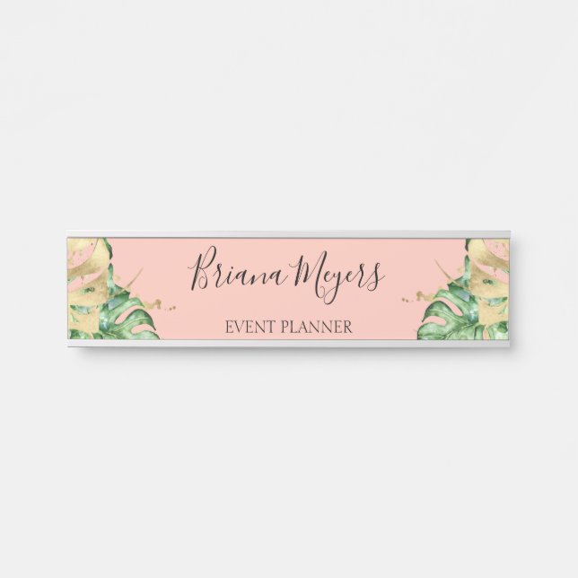 Letrero Para Puerta Verdor Palm Tropical Leaves Empresariales (Anverso)