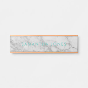 Letrero Para Puerta White Carrara Marble Gold Classic Personalised