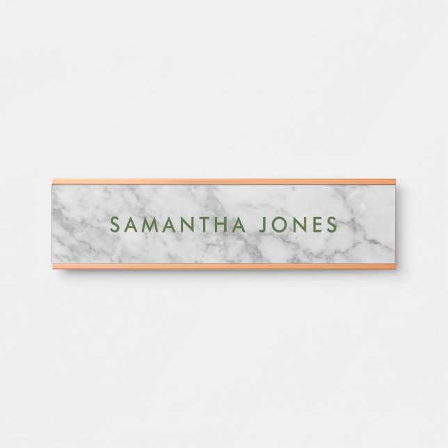 Letrero Para Puerta White Carrara Marble Gold Classic Personalised Doo (Anverso)