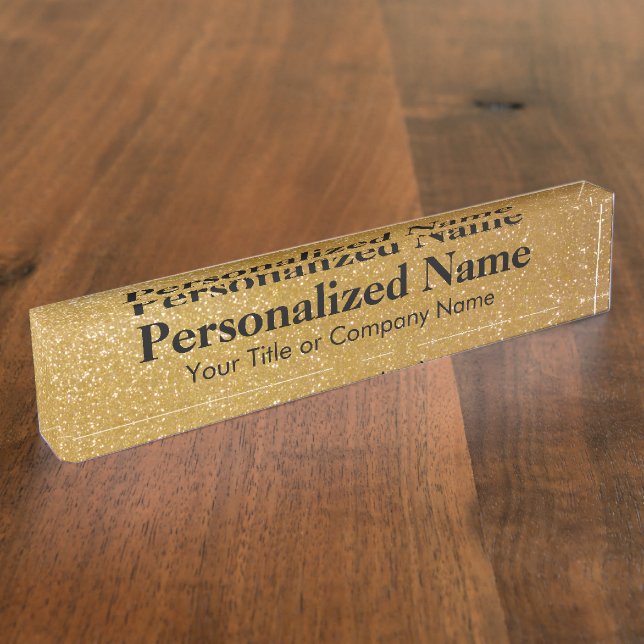 Letrero personalizado del escritorio del purpurina (Lateral)