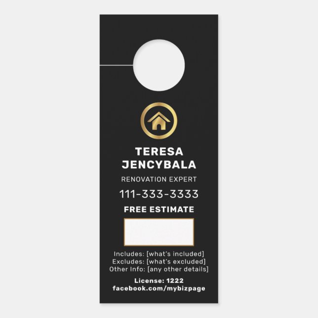 Letrero QR de cotización de construcción de hogar  (Anverso)