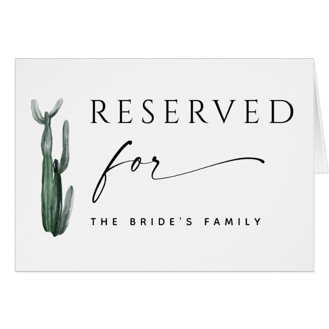 Letrero Reservado Cactus Acuarela | Boda Boho (Anverso (Horizontal))