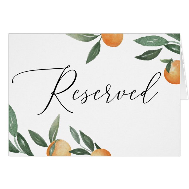 Letrero Reservado para Boda de Cítricos | Naranja  (Anverso (Horizontal))
