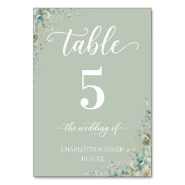 Letreros de números de mesa para boda de eucalipto